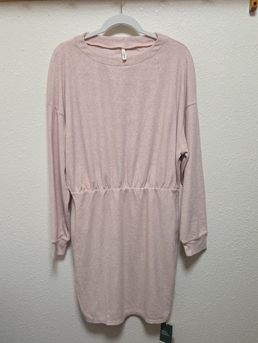 HALARA Light Pink Long Sleeve Elastic-Waist Sleep Dress